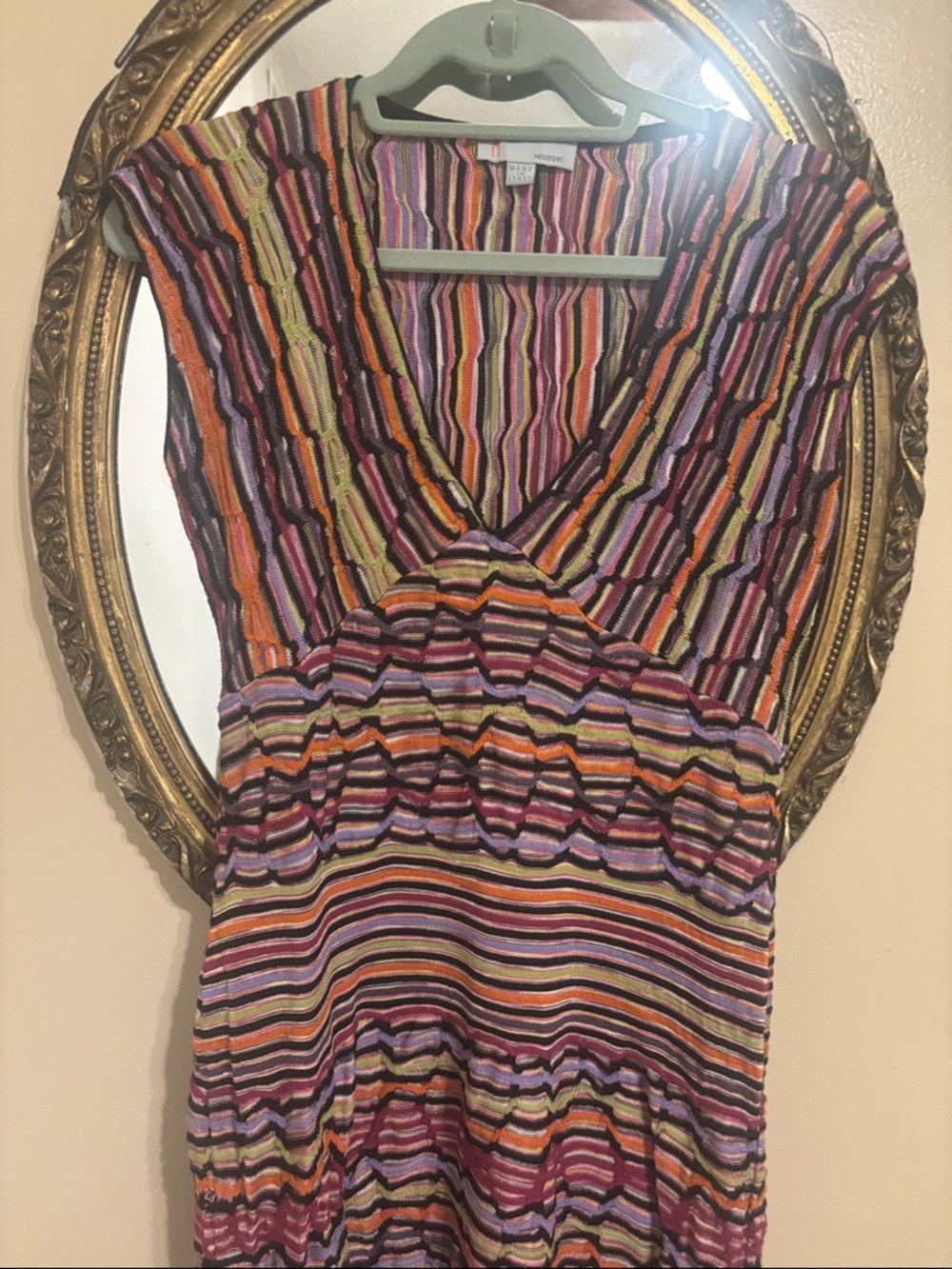 Missoni Multicolor Striped Midi Dress - Purple, Orange, Pink, Black